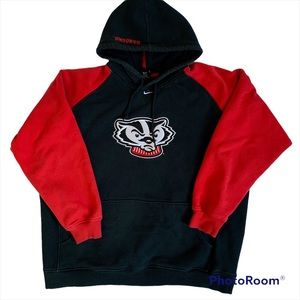 Vintage Nike Hoodie Center Swoosh Sweater Embroidered Wisconsin Badgers Size XXL
